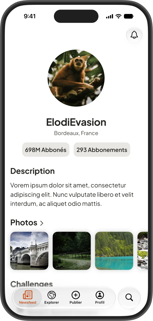 Tableau de bord créateur avec miles et commissions sur l'app Hexatrip